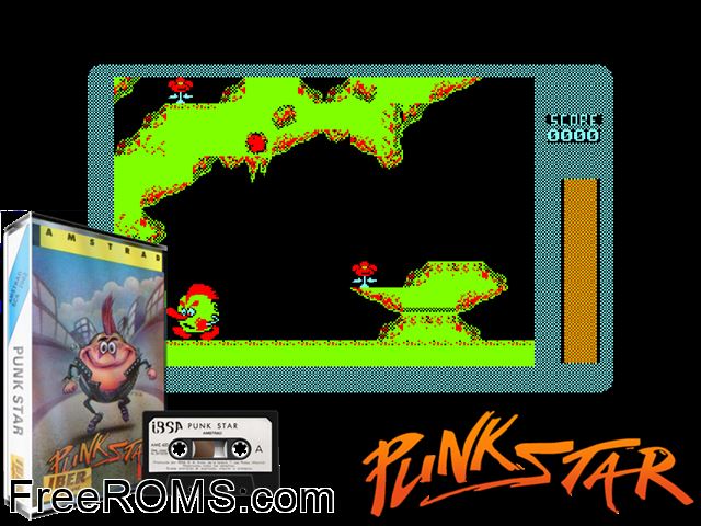 Punk Star (S) (1988) Amstrad CPC game showing 3D box cover and gameplay screenshot