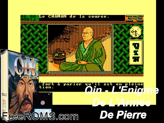 Qin (UK) (1987) (Disk 4 of 4) Amstrad CPC game showing 3D box cover and gameplay screenshot