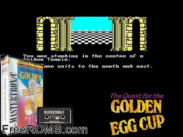 Quest for the Golden Eggcup (UK) (1988) Amstrad CPC game showing 3D box cover and gameplay screenshot