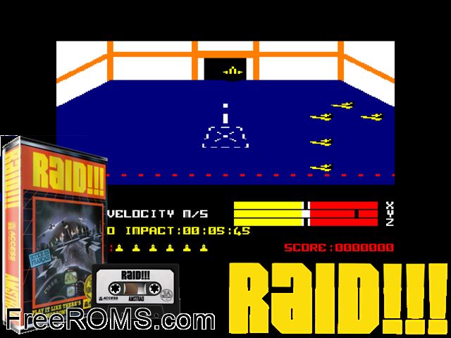 Raid Over Moscow (UK) (1985) Amstrad CPC game showing 3D box cover and gameplay screenshot