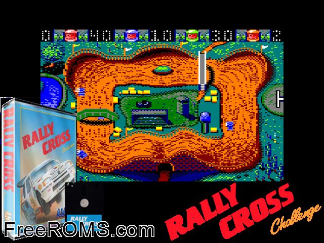 Rally Cross (UK) (1989) Amstrad CPC game showing 3D box cover and gameplay screenshot