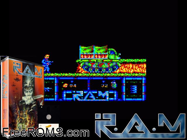 RAM (S) (1990).dsk Amstrad CPC game showing 3D box cover and gameplay screenshot