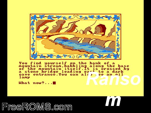 Ransom (UK) (1987) Amstrad CPC game showing 3D box cover and gameplay screenshot