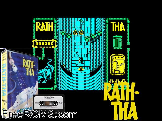 Rath-Tha (S) (1989) Amstrad CPC game showing 3D box cover and gameplay screenshot
