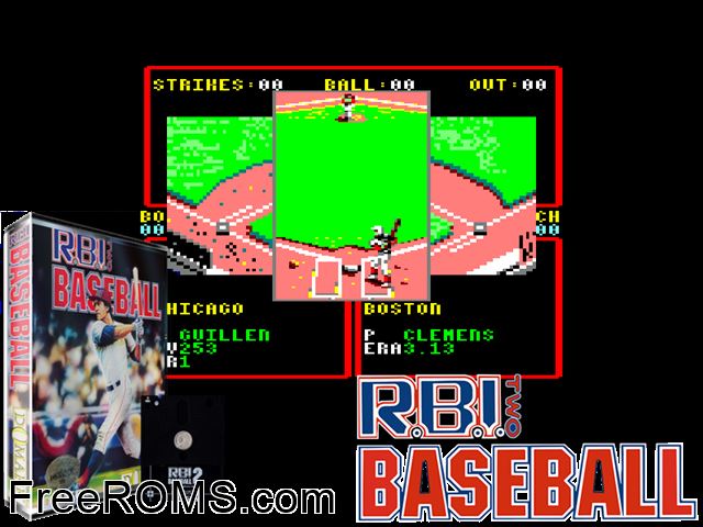 RBI 2 Baseball (UK) (1991) Amstrad CPC game showing 3D box cover and gameplay screenshot