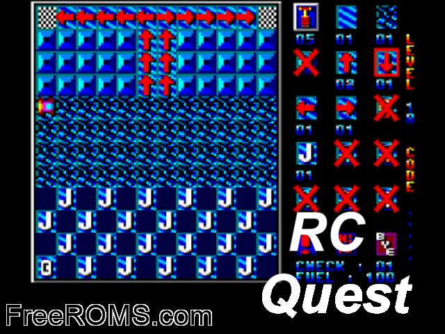 RC Quest (UK) (1993) Amstrad CPC game showing 3D box cover and gameplay screenshot
