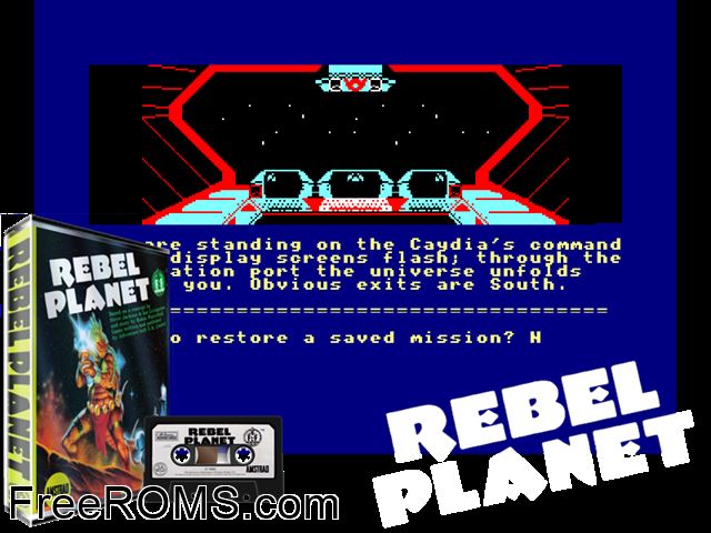 Rebel Planet (UK) (1985) Amstrad CPC game showing 3D box cover and gameplay screenshot