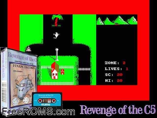 Revenge on the C5 (UK) (1986) Amstrad CPC game showing 3D box cover and gameplay screenshot