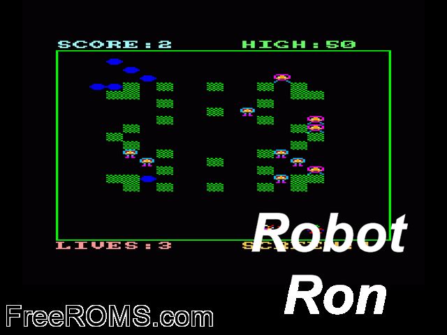 Robot Ron (UK) (19xx) Amstrad CPC game showing 3D box cover and gameplay screenshot