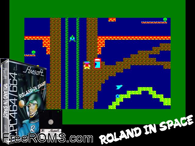 Roland in Space (UK) (1984) Amstrad CPC game showing 3D box cover and gameplay screenshot