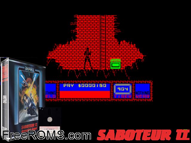 Saboteur 2 (UK) (1987) Amstrad CPC game showing 3D box cover and gameplay screenshot