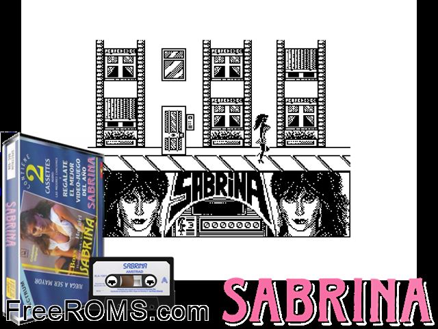 Sabrina (S) (19xx) Amstrad CPC game showing 3D box cover and gameplay screenshot