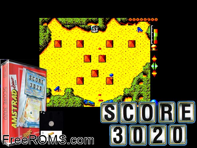 Score 3020 (S) (1988) Amstrad CPC game showing 3D box cover and gameplay screenshot