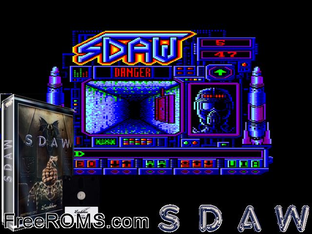 Sdaw (F) (1990) (Disk 2 of 2) Amstrad CPC game showing 3D box cover and gameplay screenshot