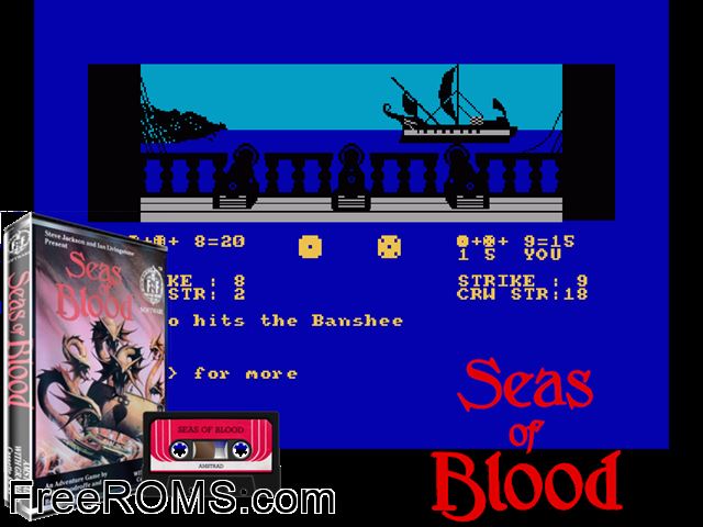 Seablood (UK) (19xx) Amstrad CPC game showing 3D box cover and gameplay screenshot