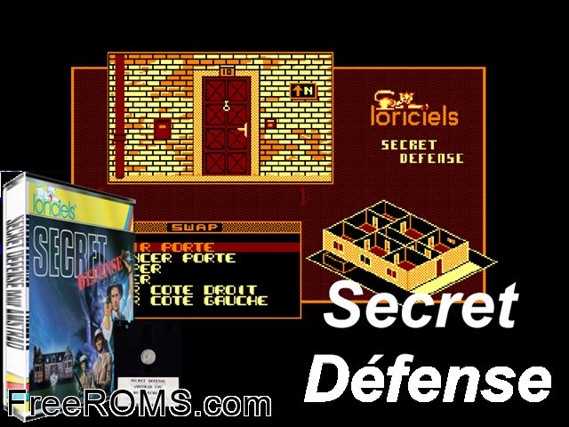 Secret Defense (F) (1988) Amstrad CPC game showing 3D box cover and gameplay screenshot