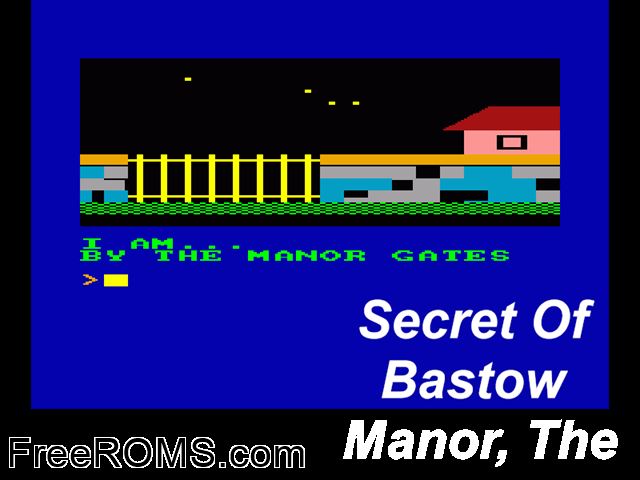 Secret of Bastow Manor, The (UK) (19xx) Amstrad CPC game showing 3D box cover and gameplay screenshot