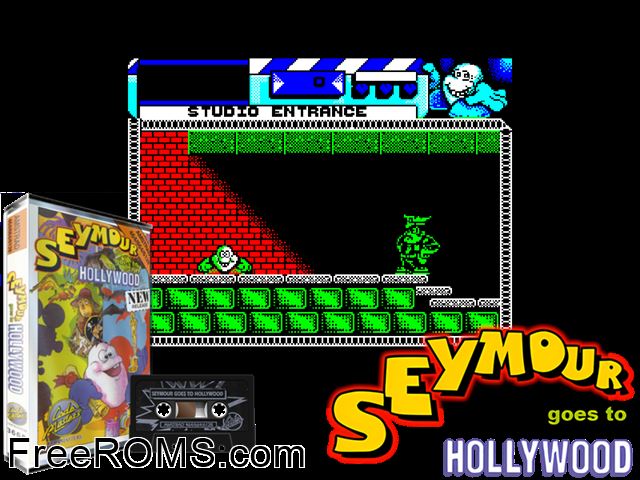 Seymour at the Movies (UK) (1991) Amstrad CPC game showing 3D box cover and gameplay screenshot