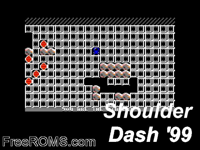 Shoulder Dash '99 (UK) (1999) (PD) Amstrad CPC game showing 3D box cover and gameplay screenshot