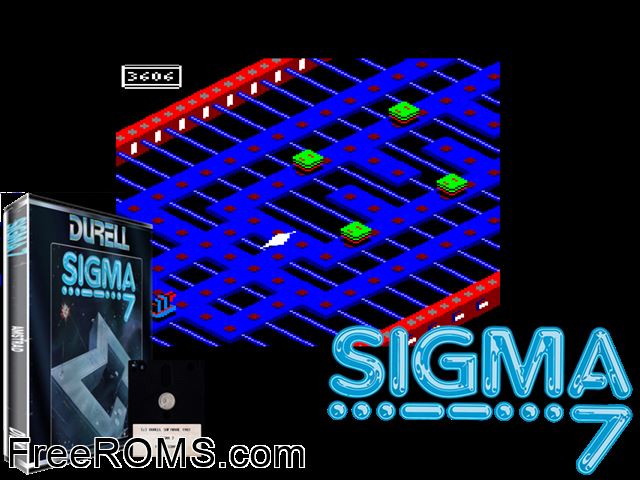 Sigma 7 (UK) (1987) Amstrad CPC game showing 3D box cover and gameplay screenshot