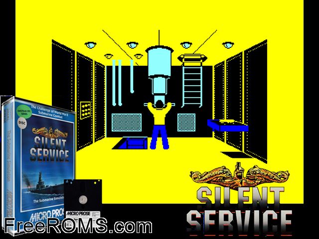 Silent Service - The Submarine Simulation (UK) (1986) Amstrad CPC game showing 3D box cover and gameplay screenshot