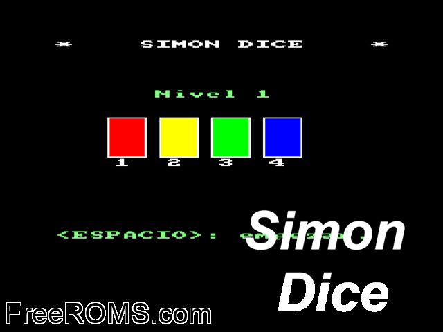 Simon Dice (S) (19xx) Amstrad CPC game showing 3D box cover and gameplay screenshot