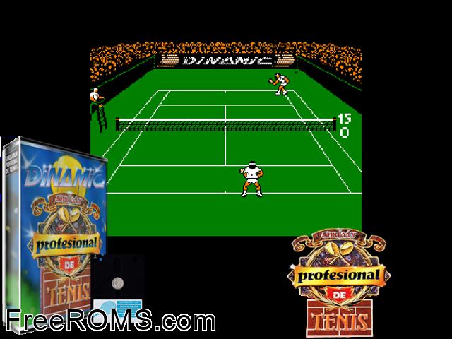 Simulador Profesional de Tenis (S) (1990) Amstrad CPC game showing 3D box cover and gameplay screenshot