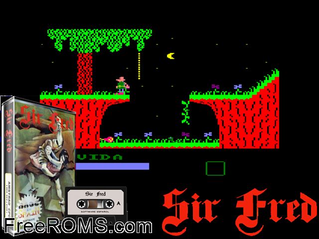 Sir Fred (S) (1986) Amstrad CPC game showing 3D box cover and gameplay screenshot