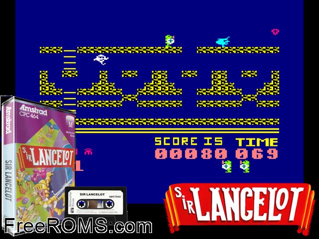 Sir Lancelot (UK) (1985) Amstrad CPC game showing 3D box cover and gameplay screenshot