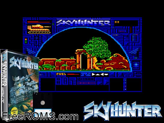 Sky Hunter (F) (1988) Amstrad CPC game showing 3D box cover and gameplay screenshot