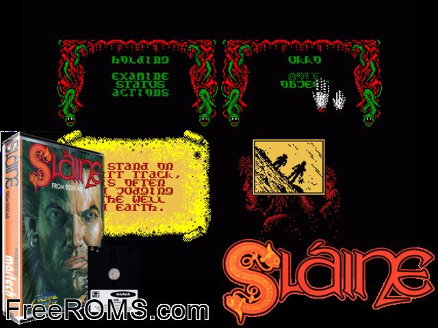 Slaine (UK) (1988) Amstrad CPC game showing 3D box cover and gameplay screenshot