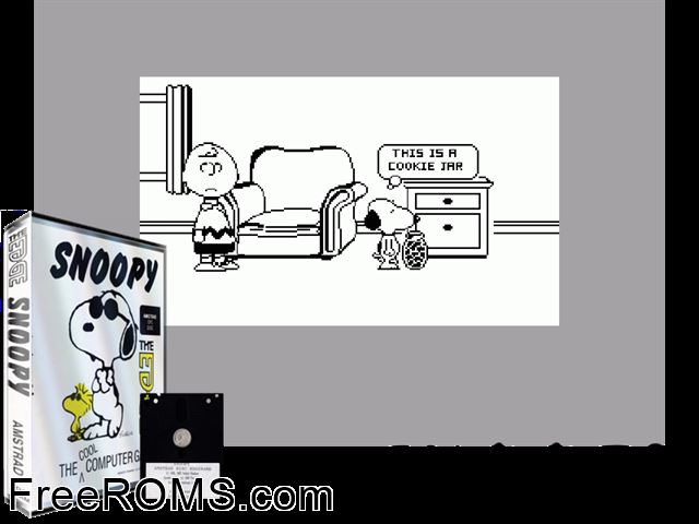 Snoopy and Peanuts (UK) (1989) Amstrad CPC game showing 3D box cover and gameplay screenshot