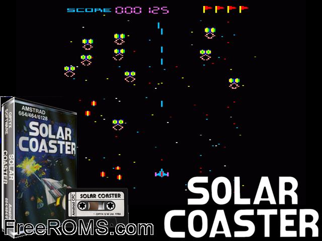 Solar Coaster (UK) (1987) Amstrad CPC game showing 3D box cover and gameplay screenshot