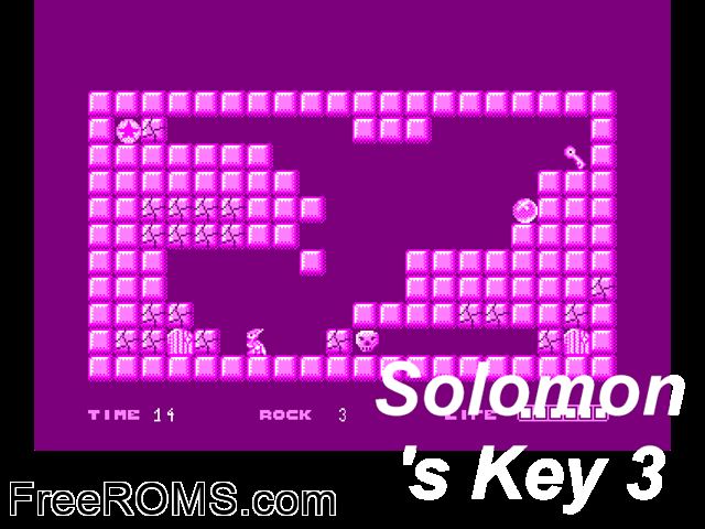 Solomon's Key 3 (UK,F) (1994) Amstrad CPC game showing 3D box cover and gameplay screenshot