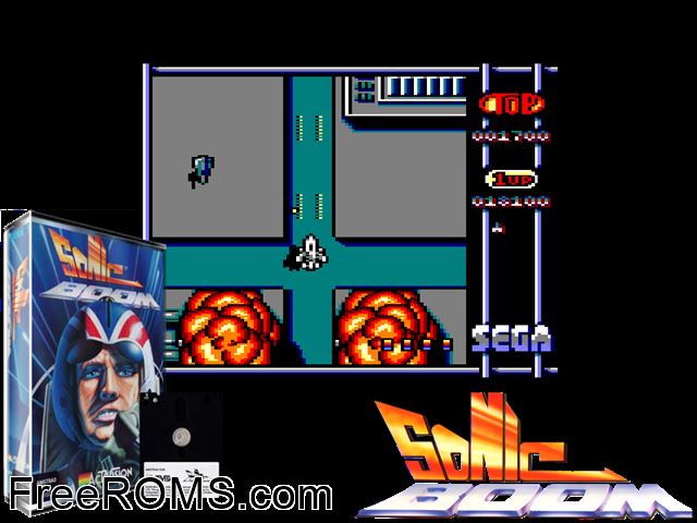 Sonic Boom (UK) (1990) Amstrad CPC game showing 3D box cover and gameplay screenshot