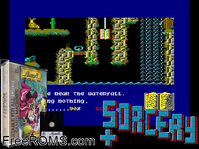Sorcery Plus (UK) (1985) Amstrad CPC game showing 3D box cover and gameplay screenshot