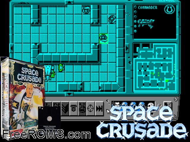 Space Crusade (F) (1990) Amstrad CPC game showing 3D box cover and gameplay screenshot
