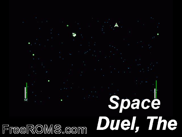 Space Duel, The (UK) (1990) Amstrad CPC game showing 3D box cover and gameplay screenshot