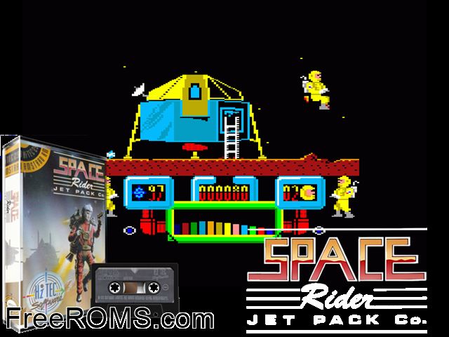 Space Rider (UK) (1990) Amstrad CPC game showing 3D box cover and gameplay screenshot