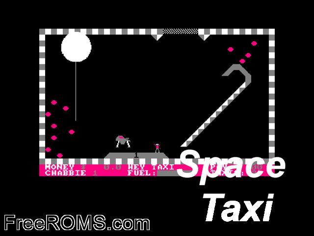 Space Taxi (UK) (1987) Amstrad CPC game showing 3D box cover and gameplay screenshot