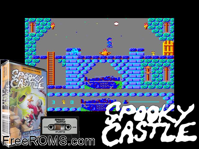 Spooky Castle (UK) (1990) Amstrad CPC game showing 3D box cover and gameplay screenshot