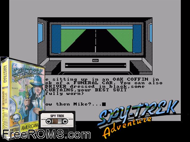 Spy Trek (UK) (19xx) Amstrad CPC game showing 3D box cover and gameplay screenshot