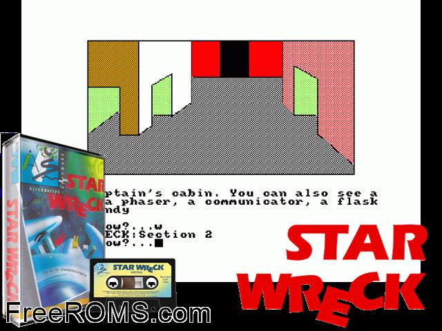 Star-Wreck (UK) (1987) Amstrad CPC game showing 3D box cover and gameplay screenshot
