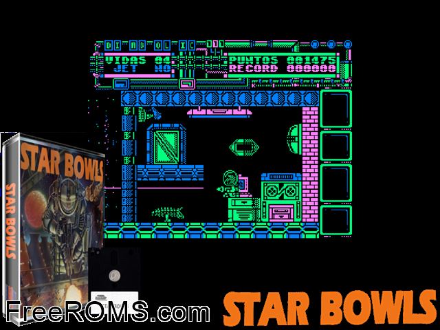 Star Bowls (S) (1991) Amstrad CPC game showing 3D box cover and gameplay screenshot