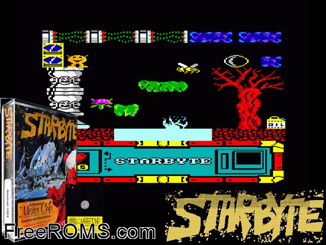Star Byte (S) (1987) Amstrad CPC game showing 3D box cover and gameplay screenshot