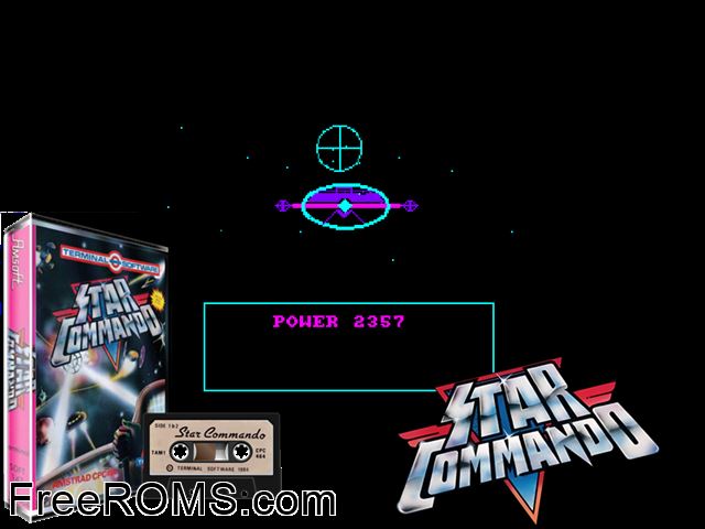 Star Commando (UK) (1984) Amstrad CPC game showing 3D box cover and gameplay screenshot
