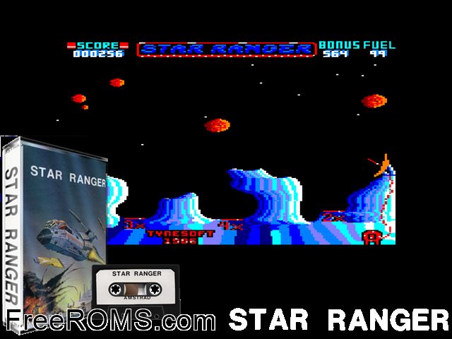 Star Ranger (UK) (1986) Amstrad CPC game showing 3D box cover and gameplay screenshot