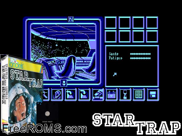 Star Trap (F) (1989) (Disk 1 of 2) Amstrad CPC game showing 3D box cover and gameplay screenshot