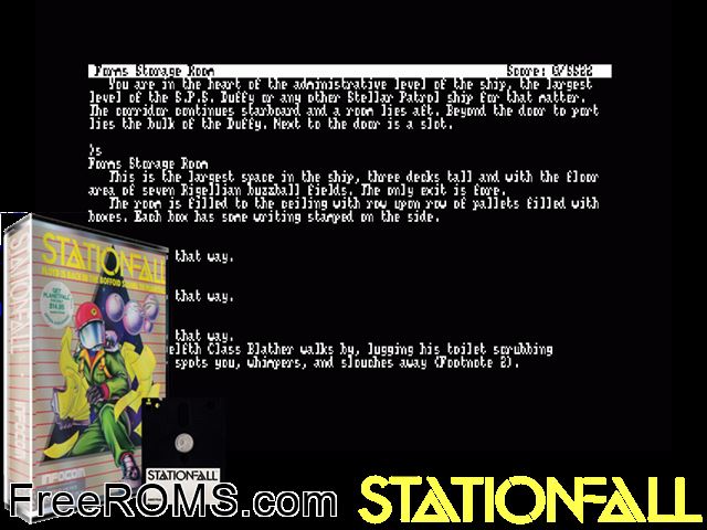 Station Fall (UK) (1987) Amstrad CPC game showing 3D box cover and gameplay screenshot