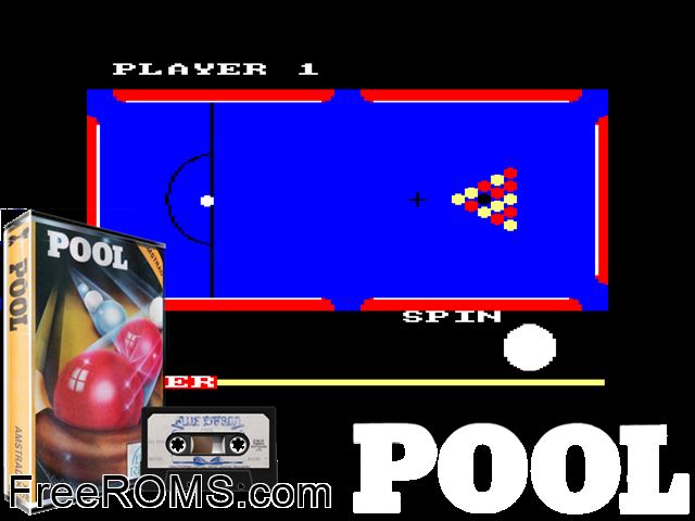 Steve Davis Pool (UK) (1986) Amstrad CPC game showing 3D box cover and gameplay screenshot